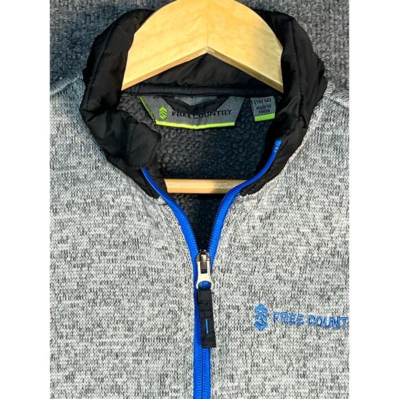 Free Country Hybrid Vest Fleece Full Zip Concrete Gray Black Blue Boys M‎ 10/12 - Picture 5 of 16